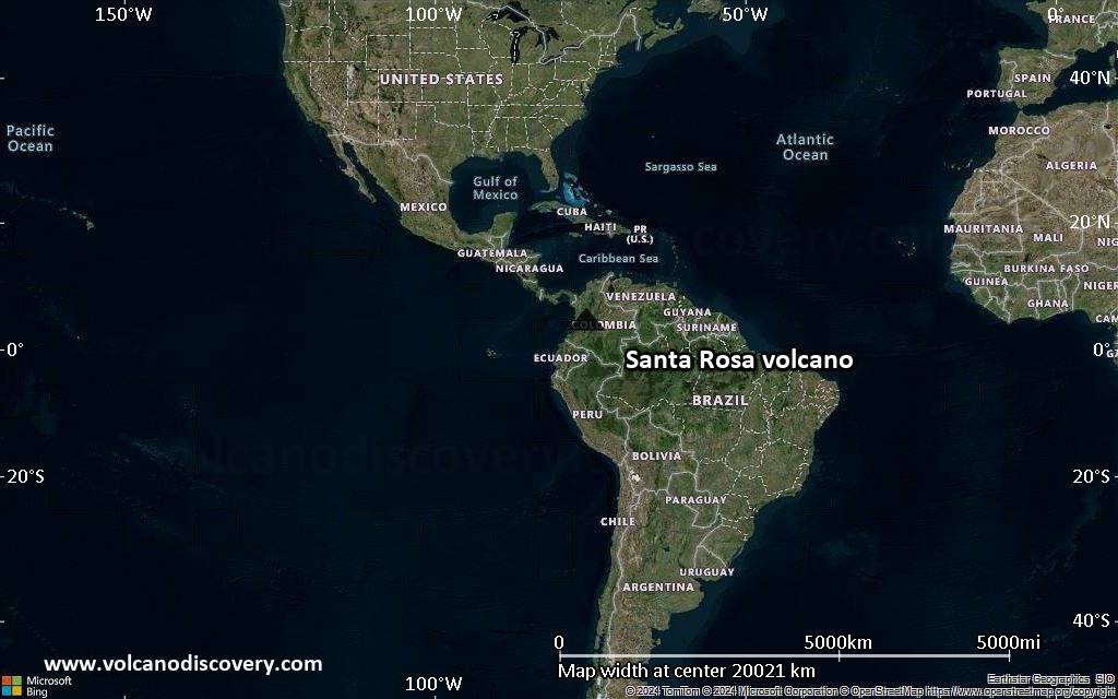 Satellite/aerial-type map of Santa Rosa volcano (world scale)