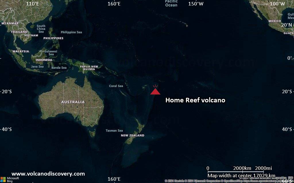 Satellite/aerial-type map of Home Reef volcano (world scale)