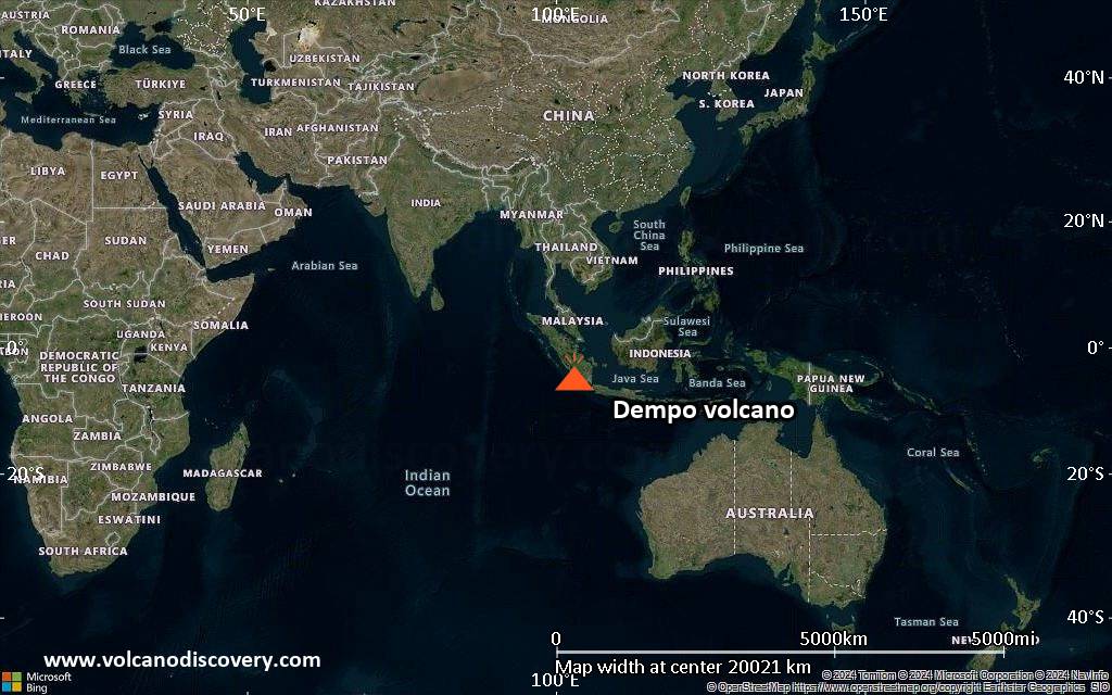Satellite/aerial-type map of Dempo volcano (world scale)