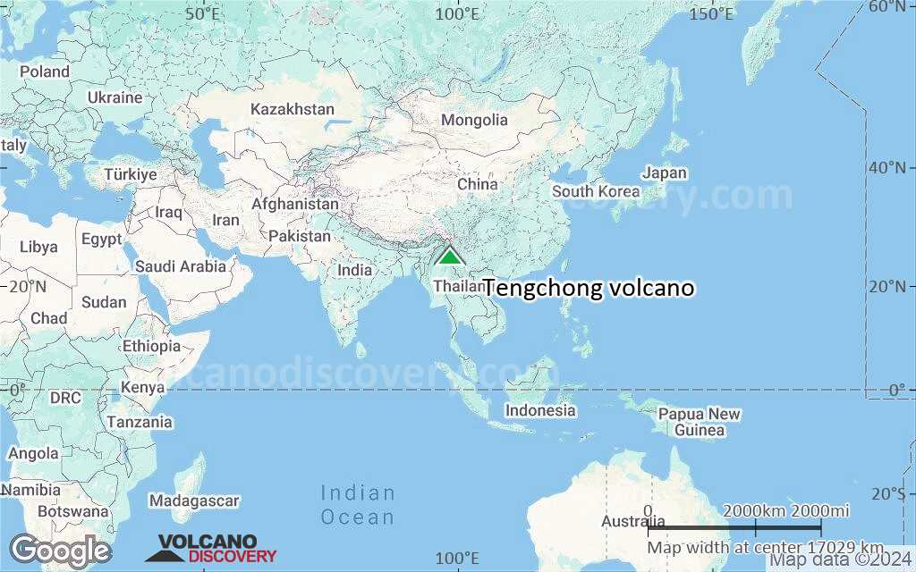 Terrain-type map of Tengchong volcano (world scale)