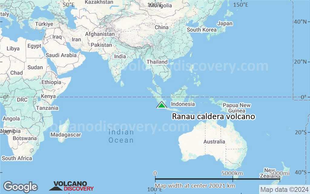 Terrain-type map of Ranau caldera volcano (world scale)
