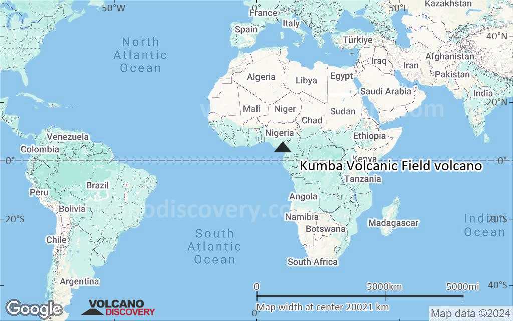 Terrain-type map of Kumba Volcanic Field volcano (world scale)