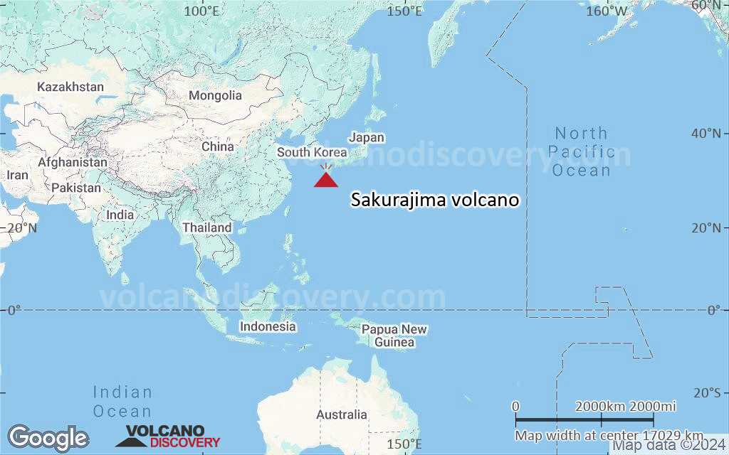 Terrain-type map of Sakurajima volcano (world scale)