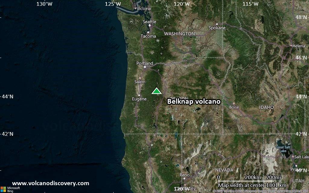 Satellite/aerial-type map of Belknap volcano (region scale medium)