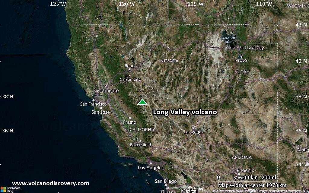 Satellite/aerial-type map of Long Valley volcano (region scale medium)