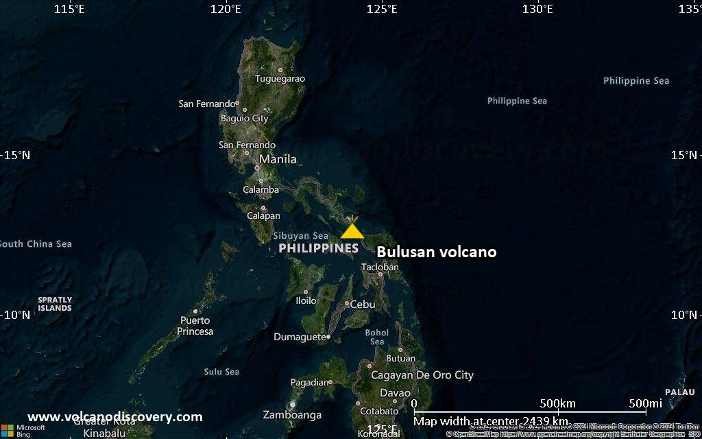 Satellite/aerial-type map of Bulusan volcano (region scale medium)
