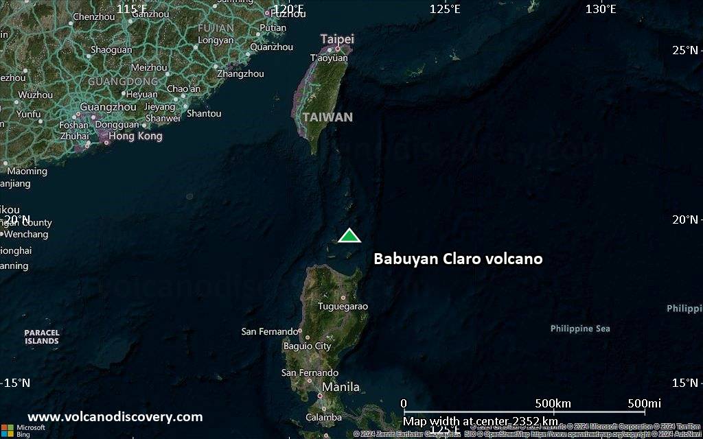 Satellite/aerial-type map of Babuyan Claro volcano (region scale medium)