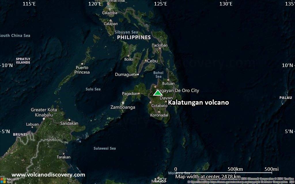 Satellite/aerial-type map of Kalatungan volcano (region scale medium)