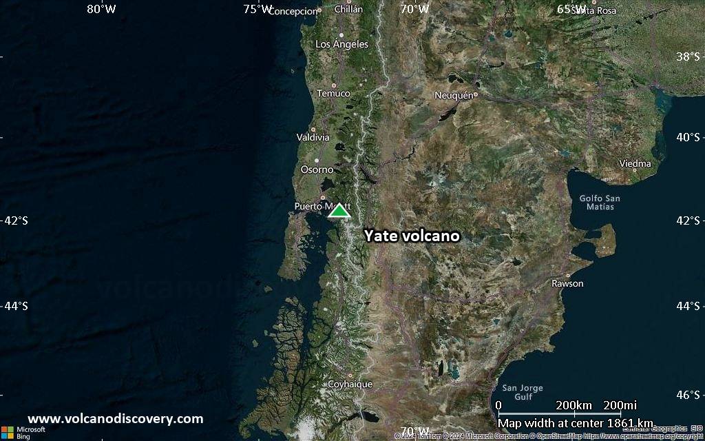 Satellite/aerial-type map of Yate volcano (region scale medium)