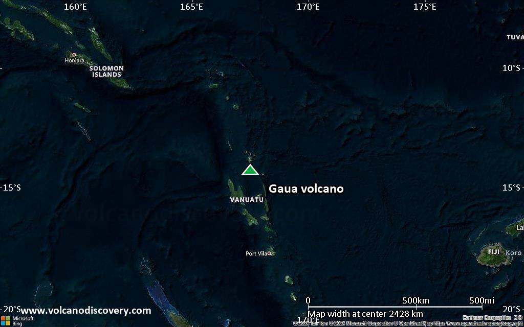Satellite/aerial-type map of Gaua volcano (region scale medium)