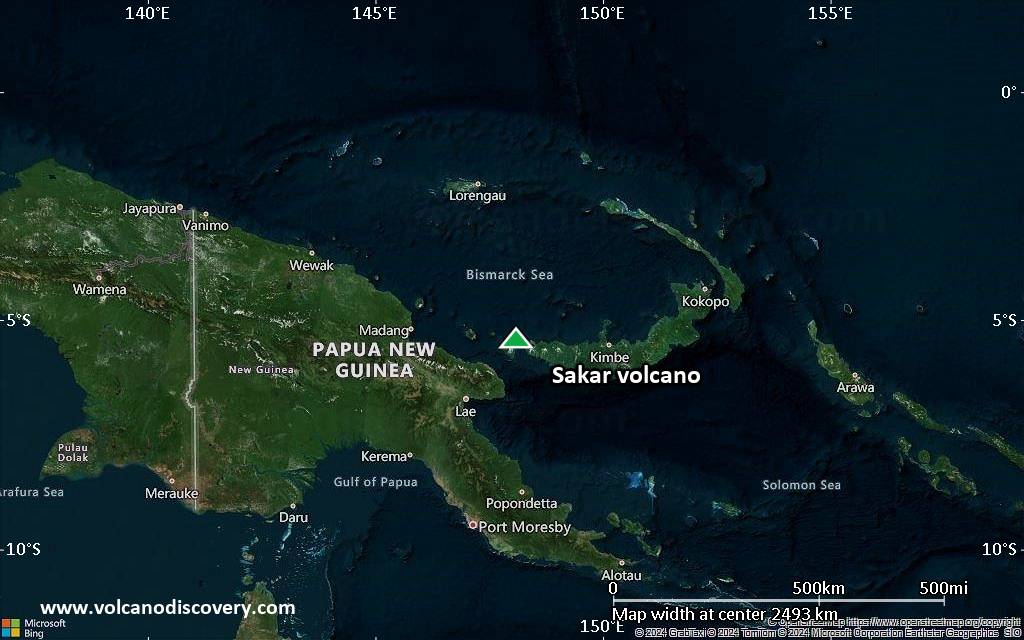 Satellite/aerial-type map of Sakar volcano (region scale medium)