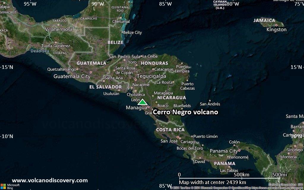 Satellite/aerial-type map of Cerro Negro volcano (region scale medium)