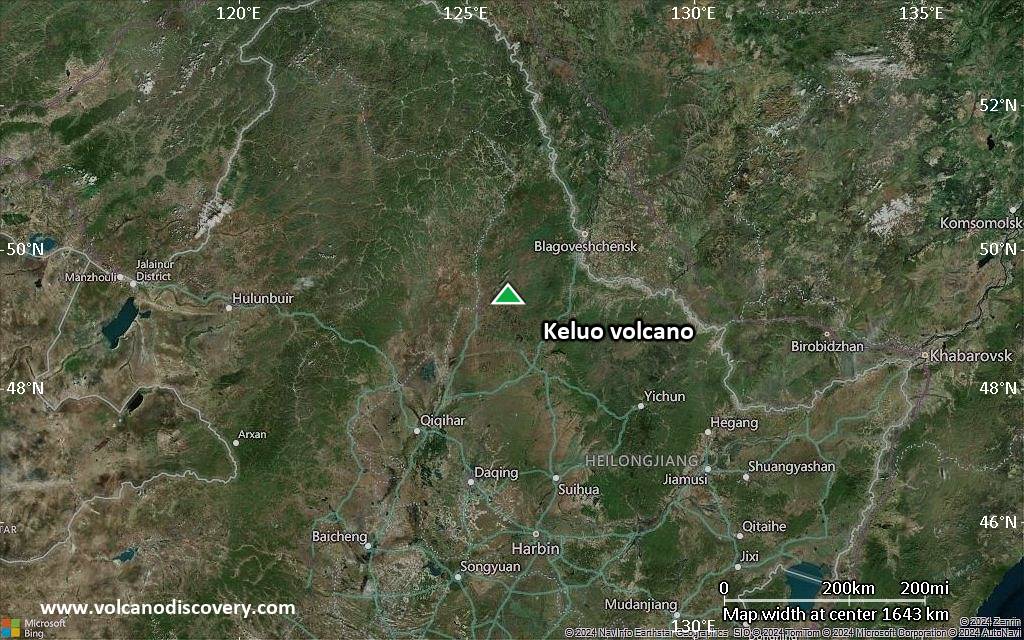 Satellite/aerial-type map of Keluo volcano (region scale medium)