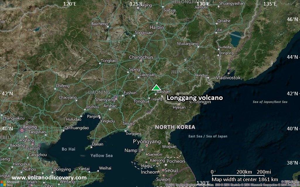 Satellite/aerial-type map of Longgang volcano (region scale medium)