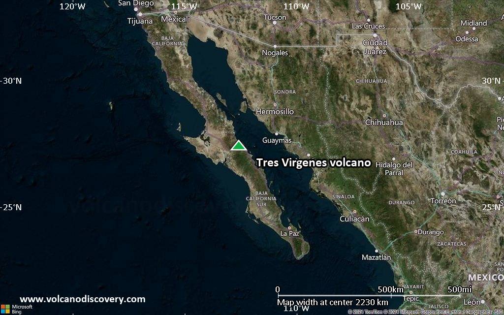 Satellite/aerial-type map of Tres Virgenes volcano (region scale medium)