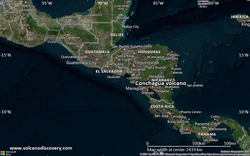Satellite/aerial-type map of Conchagua volcano (region scale medium)