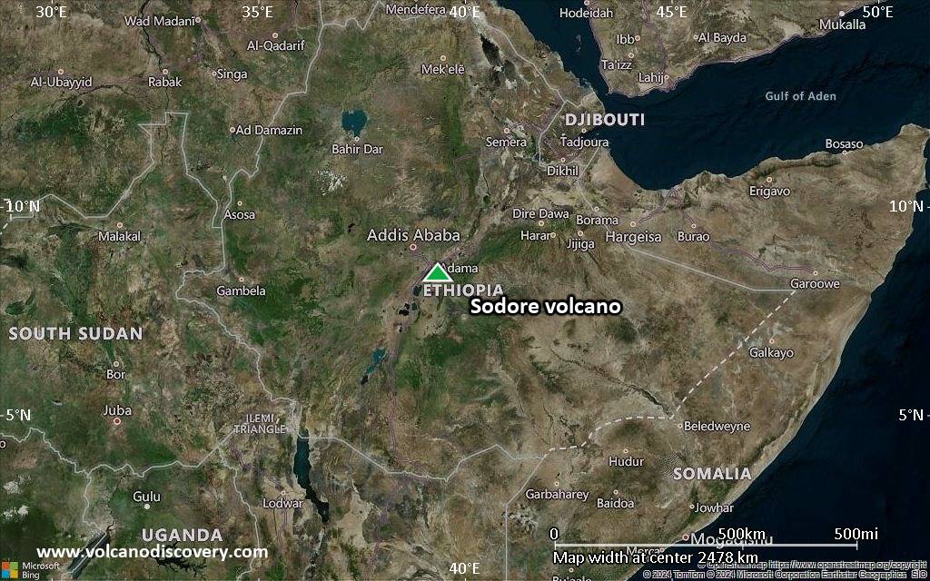 Satellite/aerial-type map of Sodore volcano (region scale medium)