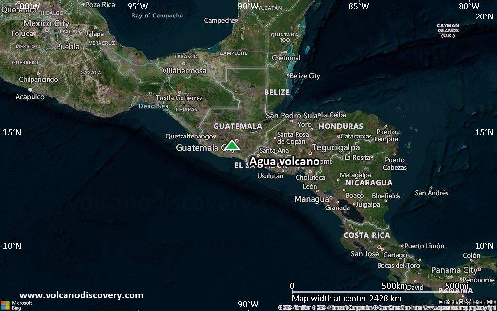 Satellite/aerial-type map of Agua volcano (region scale medium)