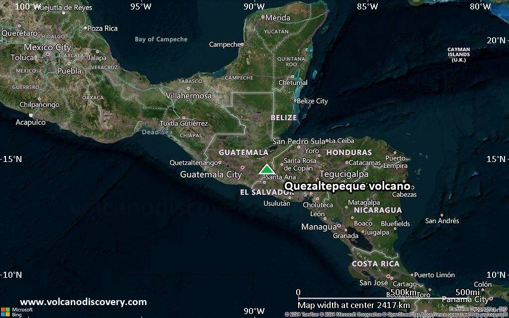 Satellite/aerial-type map of Quezaltepeque volcano (region scale medium)
