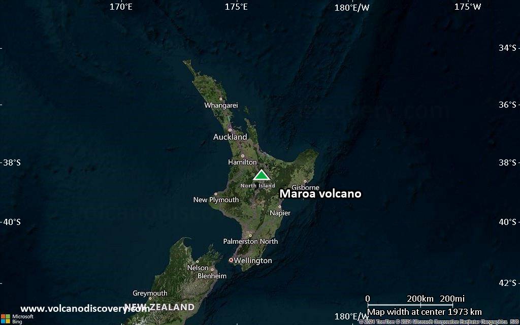 Satellite/aerial-type map of Maroa volcano (region scale medium)