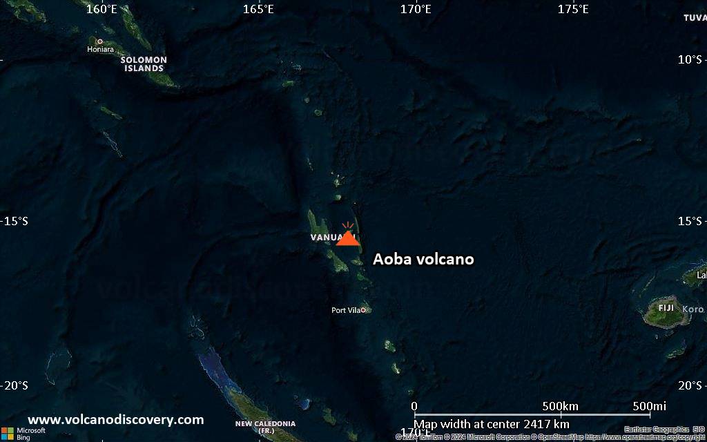 Satellite/aerial-type map of Aoba volcano (region scale medium)