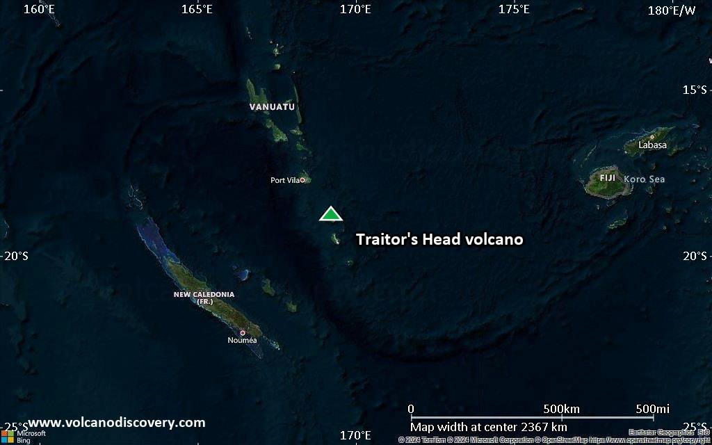 Satellite/aerial-type map of Traitor's Head volcano (region scale medium)