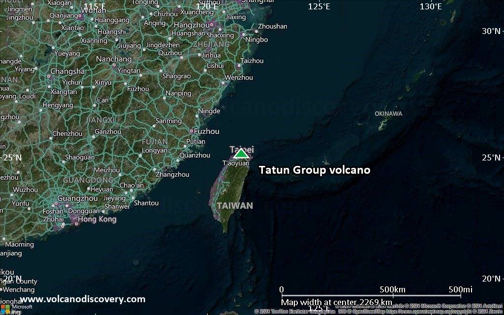 Satellite/aerial-type map of Tatun Group volcano (region scale medium)