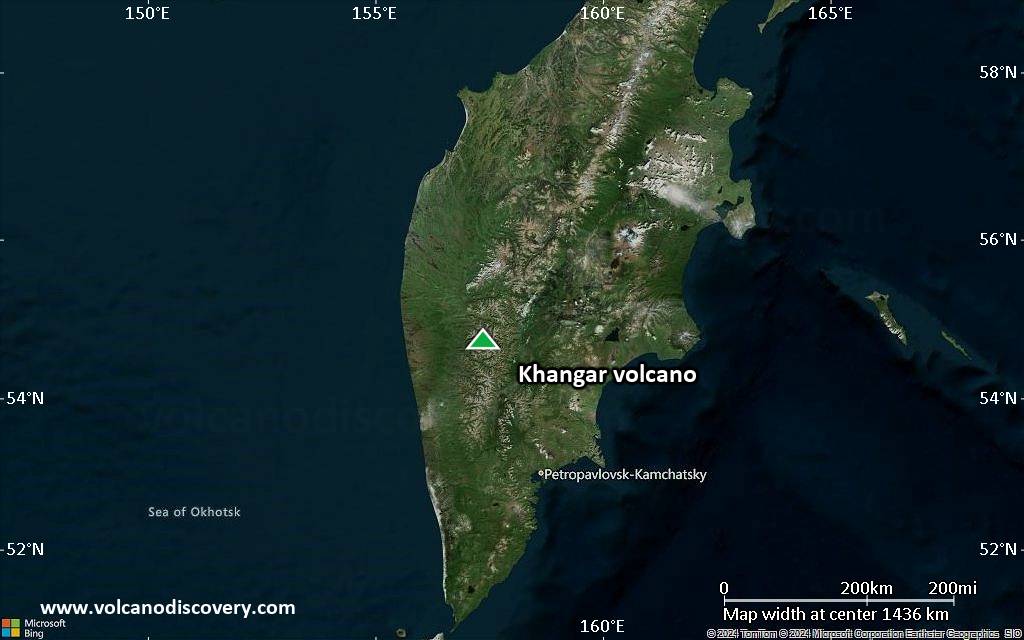 Satellite/aerial-type map of Khangar volcano (region scale medium)