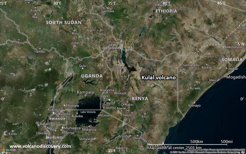 Satellite/aerial-type map of Kulal volcano (region scale medium)
