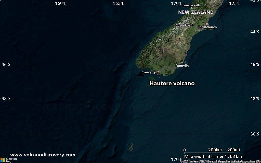 Satellite/aerial-type map of Hautere volcano (region scale medium)