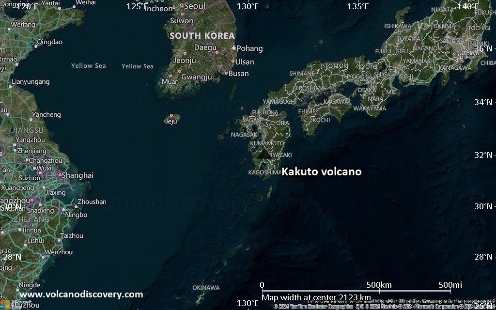 Satellite/aerial-type map of Kakuto volcano (region scale medium)