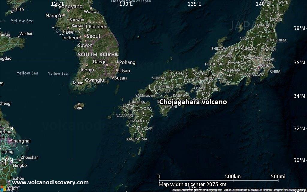 Satellite/aerial-type map of Chojagahara volcano (region scale medium)
