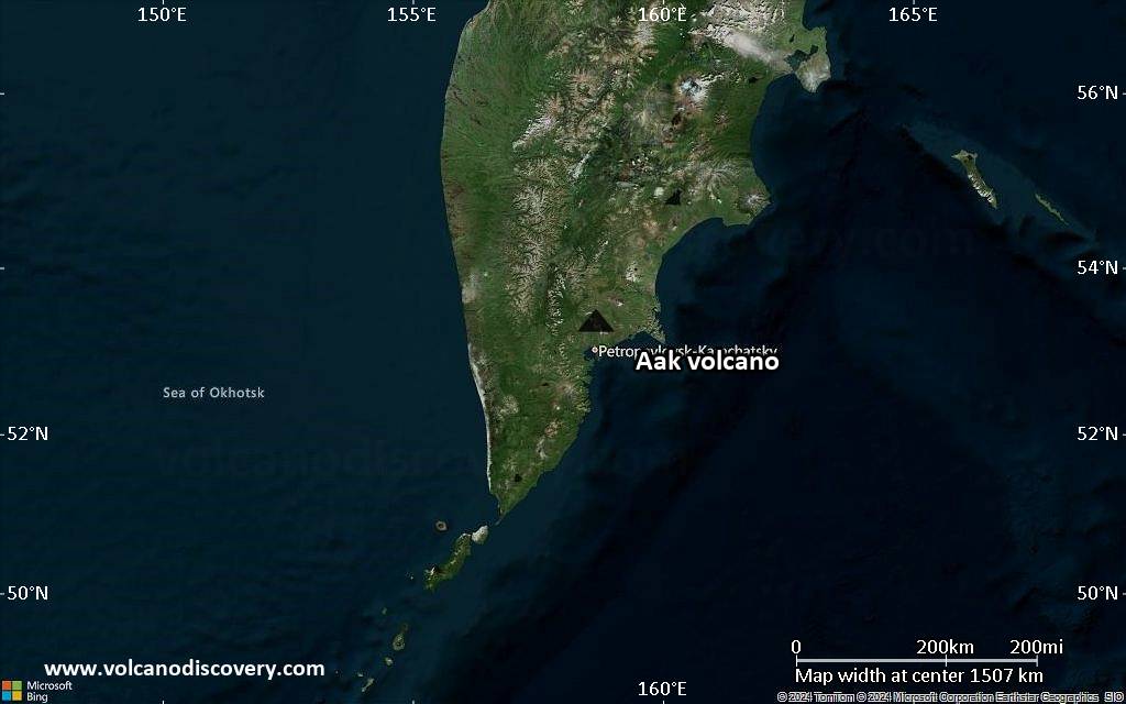 Satellite/aerial-type map of Aak volcano (region scale medium)