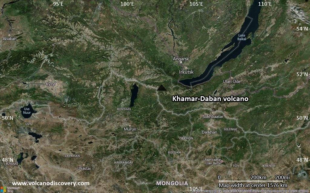 Satellite/aerial-type map of Khamar-Daban volcano (region scale medium)