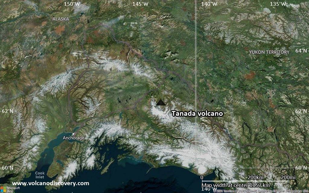 Satellite/aerial-type map of Tanada volcano (region scale medium)