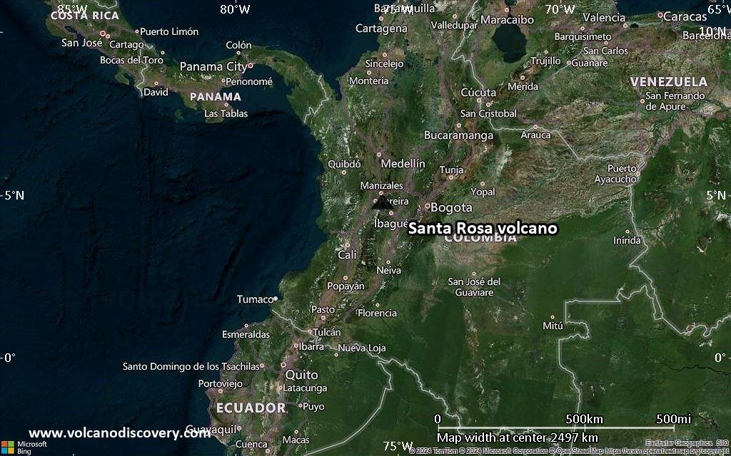 Satellite/aerial-type map of Santa Rosa volcano (region scale medium)