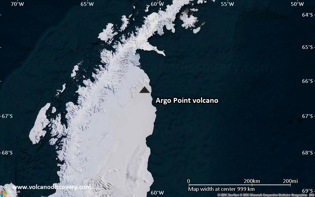 Satellite/aerial-type map of Argo Point volcano (region scale medium)