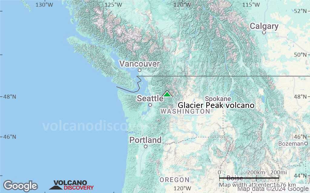 Terrain-type map of Glacier Peak volcano (region scale medium)