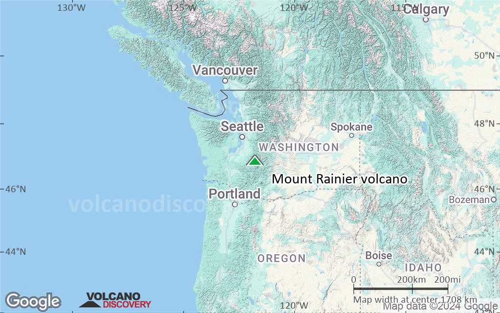 Terrain-type map of Mount Rainier volcano (region scale medium)