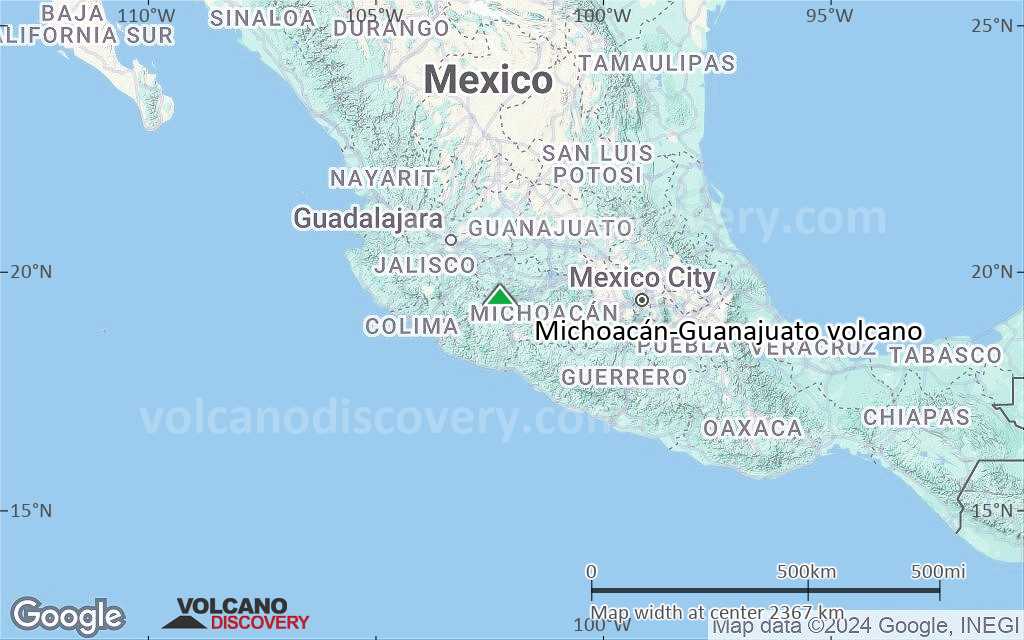 Terrain-type map of Michoacán-Guanajuato volcano (region scale medium)