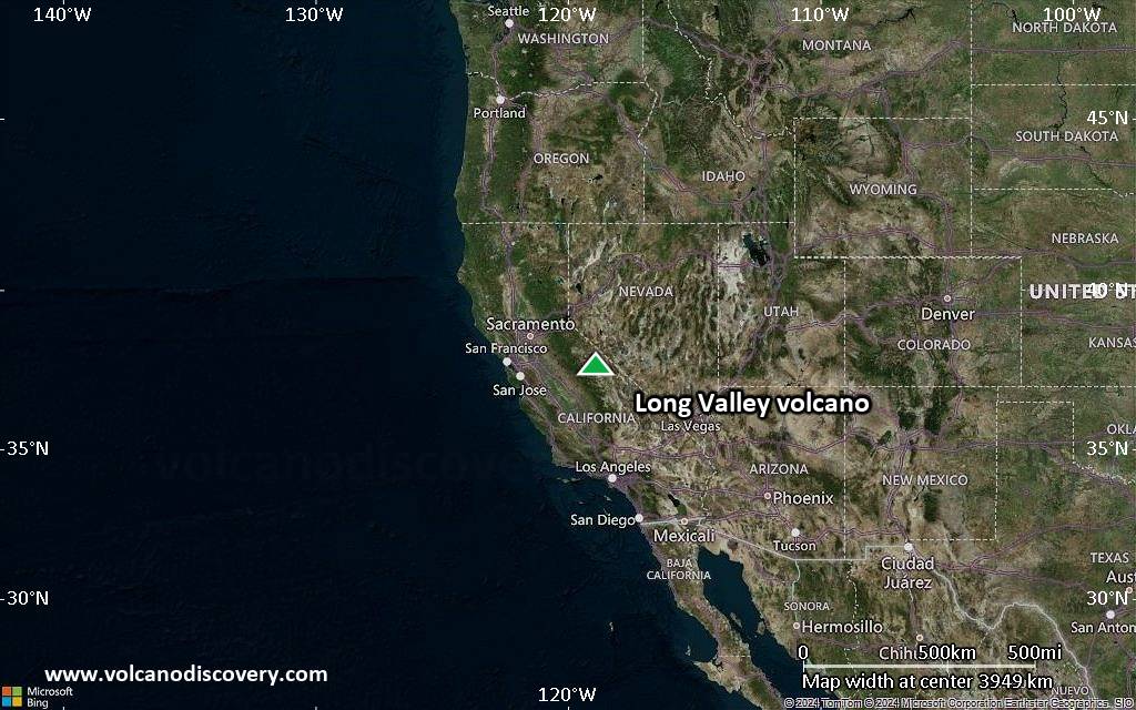 Satellite/aerial-type map of Long Valley volcano (region scale large)