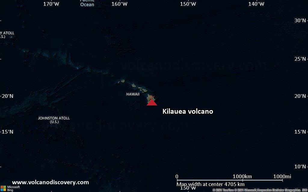 Satellite/aerial-type map of Kilauea volcano (region scale large)