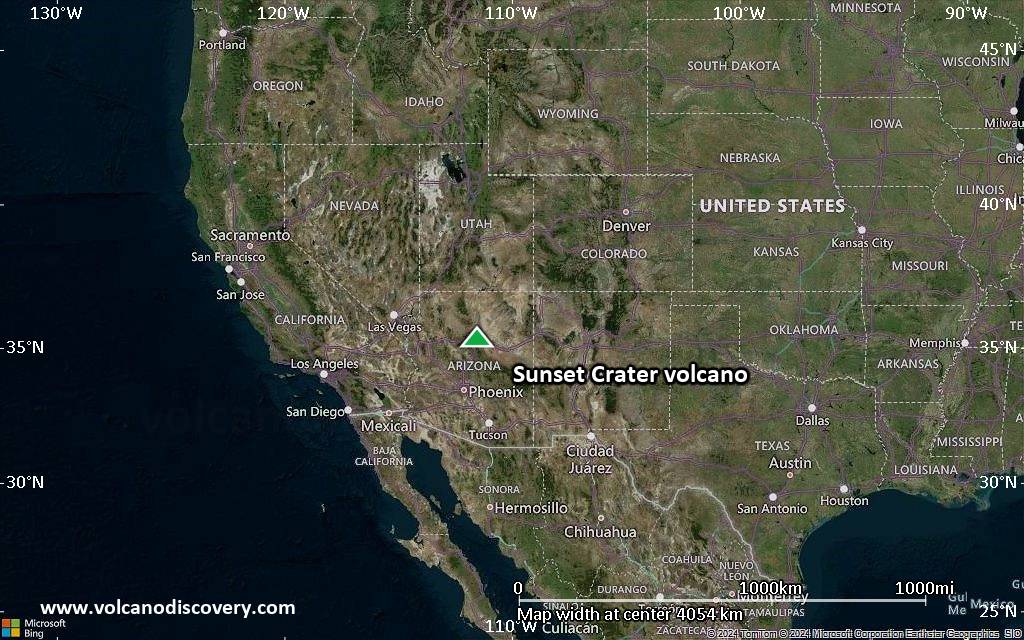 Satellite/aerial-type map of Sunset Crater volcano (region scale large)
