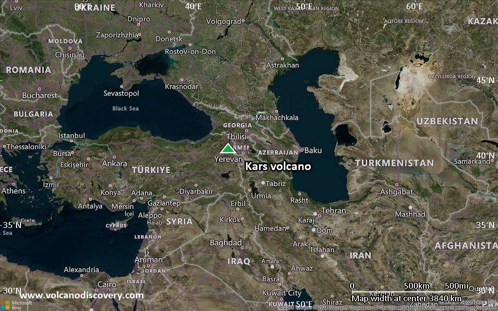 Satellite/aerial-type map of Kars volcano (region scale large)