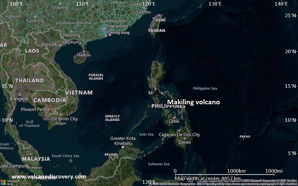 Satellite/aerial-type map of Makiling volcano (region scale large)