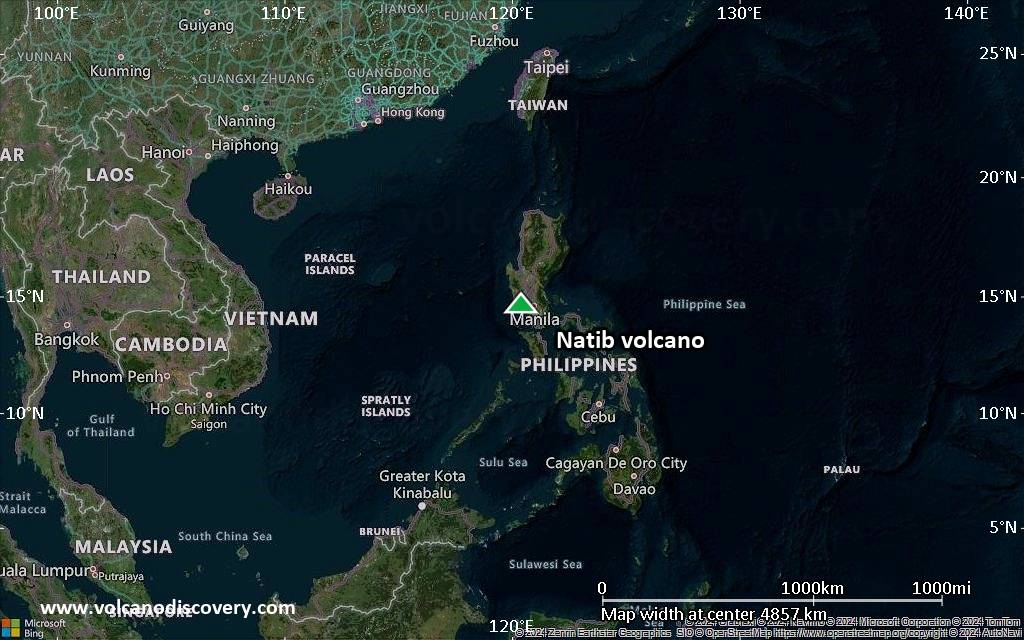 Satellite/aerial-type map of Natib volcano (region scale large)