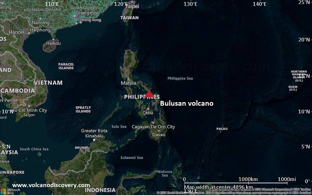 Satellite/aerial-type map of Bulusan volcano (region scale large)