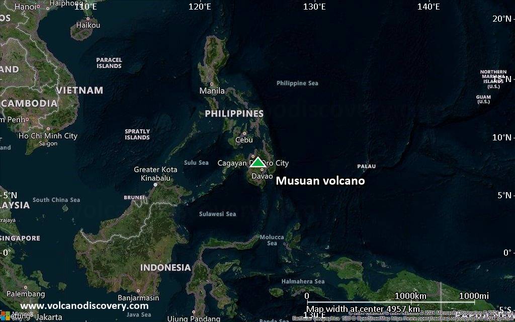 Satellite/aerial-type map of Musuan volcano (region scale large)