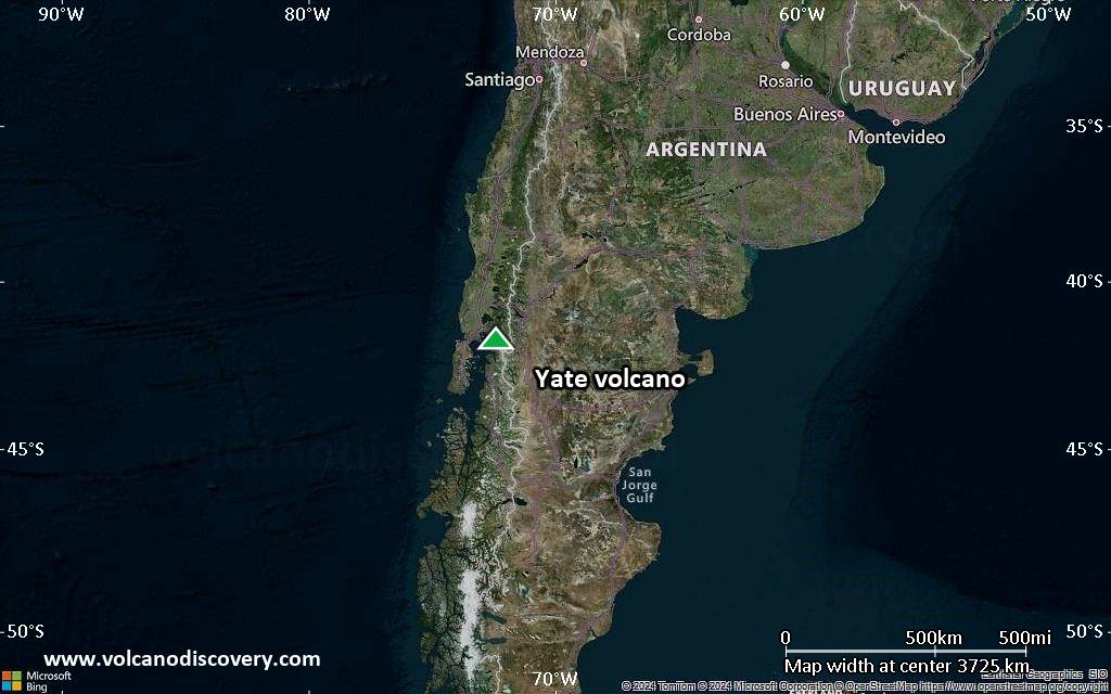 Satellite/aerial-type map of Yate volcano (region scale large)