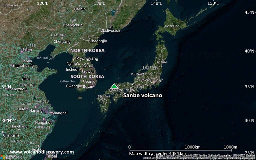 Satellite/aerial-type map of Sanbe volcano (region scale large)